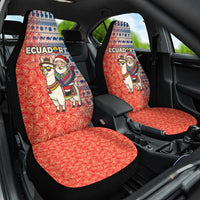 Ecuador Christmas Car Seat Cover with Santa Riding Llama Traditional Patterns and Rose Design - Wonder Print Shop