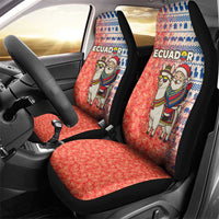 Ecuador Christmas Car Seat Cover with Santa Riding Llama Traditional Patterns and Rose Design - Wonder Print Shop