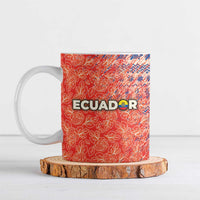 Ecuador Christmas Ceramic Mug with Santa Riding Llama Traditional Patterns and Rose Design - Wonder Print Shop