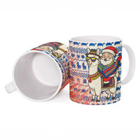 Ecuador Christmas Ceramic Mug with Santa Riding Llama Traditional Patterns and Rose Design - Wonder Print Shop