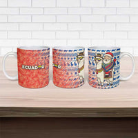 Ecuador Christmas Ceramic Mug with Santa Riding Llama Traditional Patterns and Rose Design - Wonder Print Shop