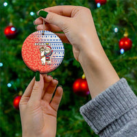 Ecuador Christmas Ceramic Ornament with Santa Riding Llama Traditional Patterns and Rose Design - Wonder Print Shop