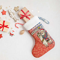 Ecuador Christmas Stocking with Santa Riding Llama Traditional Patterns and Rose Design - Wonder Print Shop