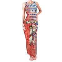 Ecuador Christmas Family Matching Tank Maxi Dress and Hawaiian Shirt with Santa Riding Llama Traditional Patterns and Rose Design - Wonder Print Shop