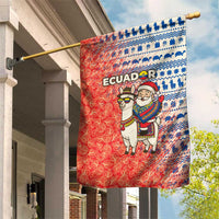 Ecuador Christmas Garden Flag with Santa Riding Llama Traditional Patterns and Rose Design - Wonder Print Shop