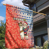 Ecuador Christmas Garden Flag with Santa Riding Llama Traditional Patterns and Rose Design - Wonder Print Shop