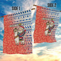 Ecuador Christmas Garden Flag with Santa Riding Llama Traditional Patterns and Rose Design - Wonder Print Shop