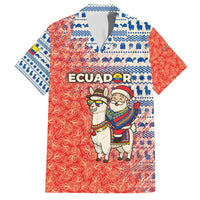 Ecuador Christmas Hawaiian Shirt with Santa Riding Llama Traditional Patterns and Rose Design - Wonder Print Shop
