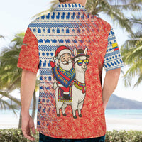 Ecuador Christmas Hawaiian Shirt with Santa Riding Llama Traditional Patterns and Rose Design - Wonder Print Shop