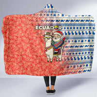 Ecuador Christmas Hooded Blanket with Santa Riding Llama Traditional Patterns and Rose Design - Wonder Print Shop