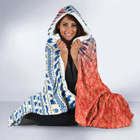 Ecuador Christmas Hooded Blanket with Santa Riding Llama Traditional Patterns and Rose Design - Wonder Print Shop