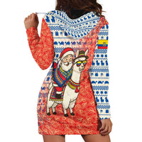 Ecuador Christmas Hoodie Dress with Santa Riding Llama Traditional Patterns and Rose Design - Wonder Print Shop
