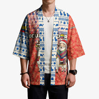 Ecuador Christmas Kimono with Santa Riding Llama Traditional Patterns and Rose Design - Wonder Print Shop