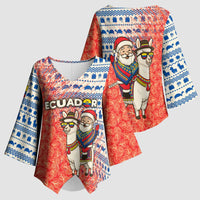 Ecuador Christmas Kimono Sleeve Blouse with Santa Riding Llama Traditional Patterns and Rose Design - Wonder Print Shop