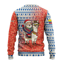 Ecuador Christmas Ugly Christmas Sweater with Santa Riding Llama Traditional Patterns and Rose Design - Wonder Print Shop
