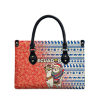 Ecuador Christmas Leather Bag with Santa Riding Llama Traditional Patterns and Rose Design - Wonder Print Shop