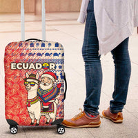 Ecuador Christmas Luggage Cover with Santa Riding Llama Traditional Patterns and Rose Design - Wonder Print Shop
