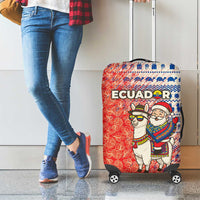 Ecuador Christmas Luggage Cover with Santa Riding Llama Traditional Patterns and Rose Design - Wonder Print Shop