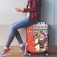 Ecuador Christmas Luggage Cover with Santa Riding Llama Traditional Patterns and Rose Design - Wonder Print Shop