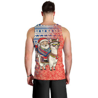 Ecuador Christmas Men Tank Top with Santa Riding Llama Traditional Patterns and Rose Design - Wonder Print Shop
