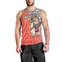 Ecuador Christmas Men Tank Top with Santa Riding Llama Traditional Patterns and Rose Design - Wonder Print Shop