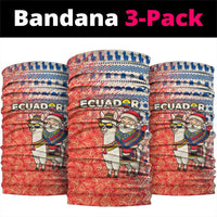 Ecuador Christmas Neck Gaiter with Santa Riding Llama Traditional Patterns and Rose Design - Wonder Print Shop