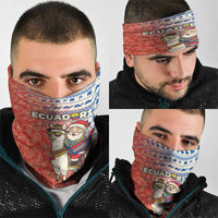 Ecuador Christmas Neck Gaiter with Santa Riding Llama Traditional Patterns and Rose Design - Wonder Print Shop