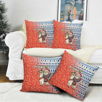Ecuador Christmas Pillow Cover with Santa Riding Llama Traditional Patterns and Rose Design - Wonder Print Shop