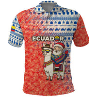 Ecuador Christmas Polo Shirt with Santa Riding Llama Traditional Patterns and Rose Design - Wonder Print Shop