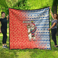Ecuador Christmas Quilt with Santa Riding Llama Traditional Patterns and Rose Design - Wonder Print Shop