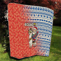 Ecuador Christmas Quilt with Santa Riding Llama Traditional Patterns and Rose Design - Wonder Print Shop