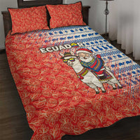 Ecuador Christmas Quilt Bed Set with Santa Riding Llama Traditional Patterns and Rose Design - Wonder Print Shop