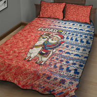 Ecuador Christmas Quilt Bed Set with Santa Riding Llama Traditional Patterns and Rose Design - Wonder Print Shop