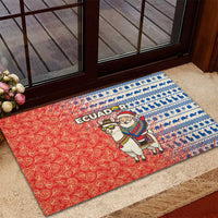 Ecuador Christmas Rubber Doormat with Santa Riding Llama Traditional Patterns and Rose Design - Wonder Print Shop