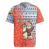 Ecuador Christmas Rugby Jersey with Santa Riding Llama Traditional Patterns and Rose Design - Wonder Print Shop