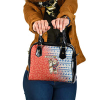 Ecuador Christmas Shoulder Handbag with Santa Riding Llama Traditional Patterns and Rose Design - Wonder Print Shop