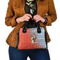 Ecuador Christmas Shoulder Handbag with Santa Riding Llama Traditional Patterns and Rose Design - Wonder Print Shop