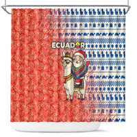 Ecuador Christmas Shower Curtain with Santa Riding Llama Traditional Patterns and Rose Design - Wonder Print Shop