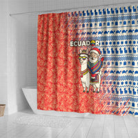 Ecuador Christmas Shower Curtain with Santa Riding Llama Traditional Patterns and Rose Design - Wonder Print Shop
