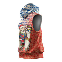 Ecuador Christmas Sleeveless Hoodie with Santa Riding Llama Traditional Patterns and Rose Design - Wonder Print Shop