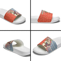 Ecuador Christmas Slide Sandals with Santa Riding Llama Traditional Patterns and Rose Design - Wonder Print Shop