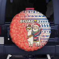 Ecuador Christmas Spare Tire Cover with Santa Riding Llama Traditional Patterns and Rose Design - Wonder Print Shop