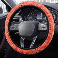 Ecuador Christmas Steering Wheel Cover with Santa Riding Llama Traditional Patterns and Rose Design - Wonder Print Shop