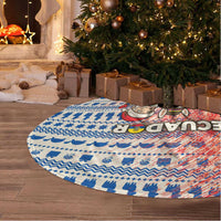 Ecuador Christmas Tree Skirt with Santa Riding Llama Traditional Patterns and Rose Design - Wonder Print Shop