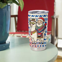 Ecuador Christmas Tumbler Cup with Santa Riding Llama Traditional Patterns and Rose Design - Wonder Print Shop