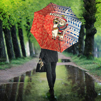 Ecuador Christmas Umbrella with Santa Riding Llama Traditional Patterns and Rose Design - Wonder Print Shop