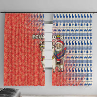 Ecuador Christmas Window Curtain with Santa Riding Llama Traditional Patterns and Rose Design - Wonder Print Shop