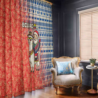 Ecuador Christmas Window Curtain with Santa Riding Llama Traditional Patterns and Rose Design - Wonder Print Shop