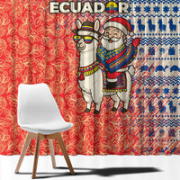 Ecuador Christmas Window Curtain with Santa Riding Llama Traditional Patterns and Rose Design - Wonder Print Shop