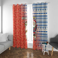 Ecuador Christmas Window Curtain with Santa Riding Llama Traditional Patterns and Rose Design - Wonder Print Shop